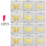 12Pcs Fashion 3D Hollow Butterfly Creative Wall Sticker For DIY Wall Stickers Modern Wall Art Home Decorations DIY Gift