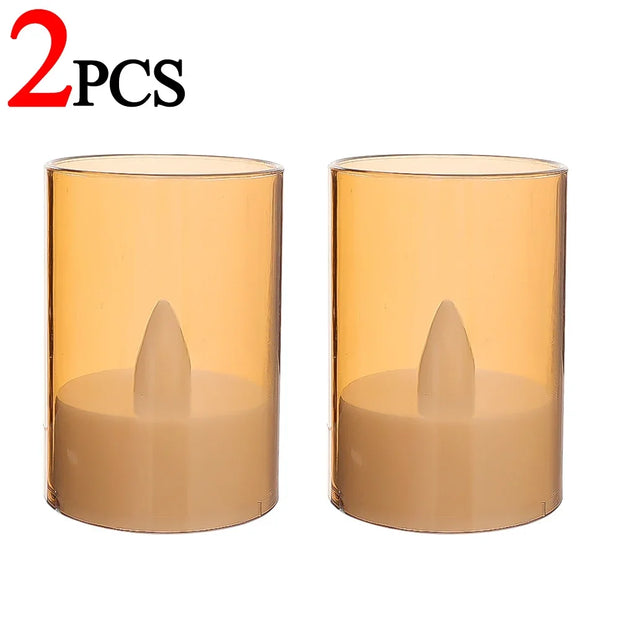 10/1PCS LED Electronic Candles Acrylic Cup Flameless Warm Light Candle Battery Powered Wedding Birthday Party Decoration Lights