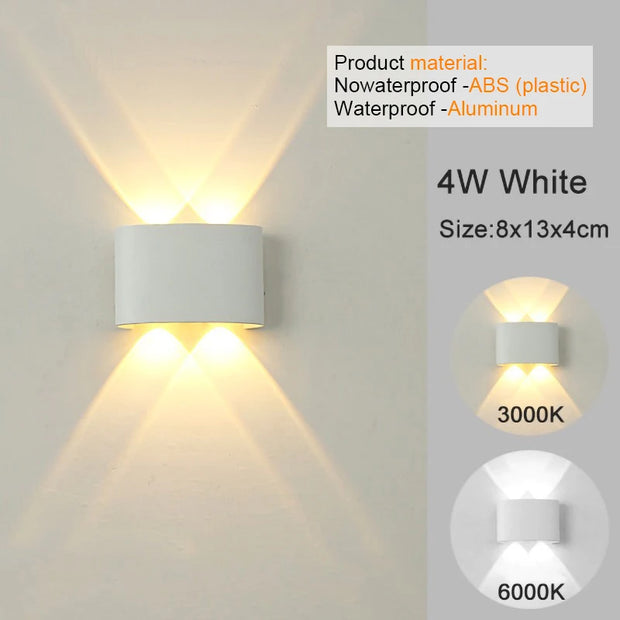 LED Wall Sconces Modern Indoor Outdoor Lamp, White Up Down Wall Mount Lights for Living Room Hallway Bedroom Decor