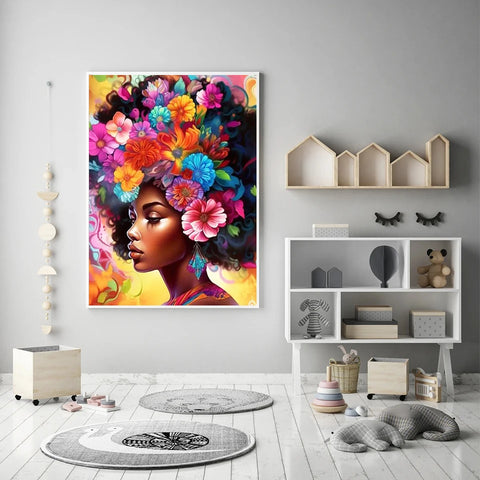 MomoArt New Arrival Diamond Mosaic Black Woman Embroidery Portrait Cross Stitch Craft kit Painting Daisy Flower Wall Art