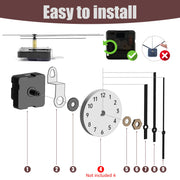 Clock Mechanisms Battery Powered Kit Silent Quartz Clock Movement with 10 Styles Aluminium Clock Hands for DIY Clock and Repair