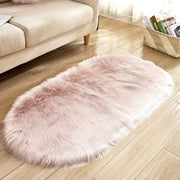 Faux Fur Area Rugs Large Oval Artificial Sheepskin Long Hair Carpets Floor White Wool Fluffy Soft Mats Bedroom for Living Room