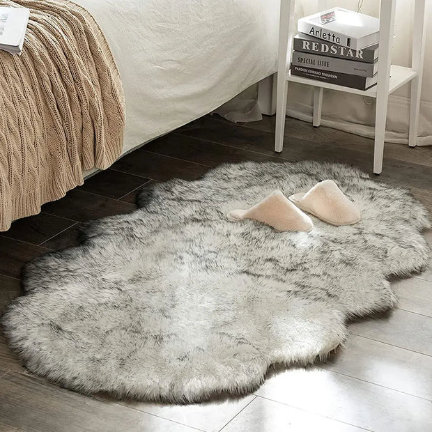 Soft Fur Wool Rugs for Bedroom Living Room Carpet Fluffy Sofa Chair Cushion Washable Hairy Bedside Floor Mat Sleeping Room Rug