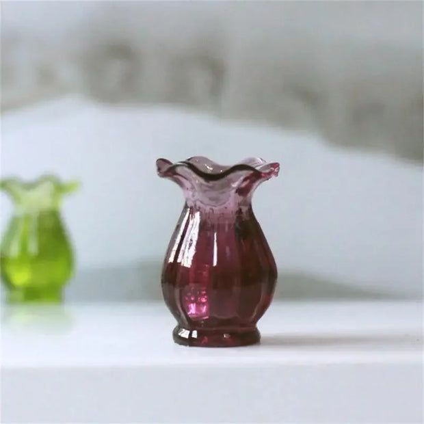 Simulation Glass Lace Vase Model Dollhouse Miniature Mini Living Room Decor Miniature Flower Vase Doll House Accessories