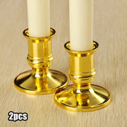 2pcs Traditional Shape Taper Standard Candle Holders Silver Gold Candlestick Electronic Candles Wedding Dinner Home Decoration