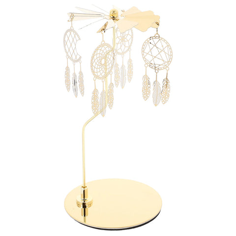 Light Rotating Candlestick Spiral Party Desktop Adornment Gold Carousel Spinner