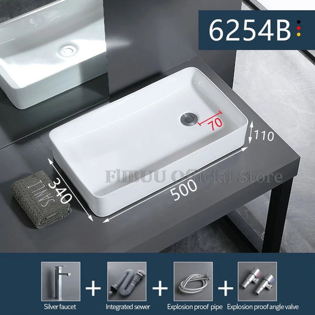 Ceramic Bathroom Vessel Sink Bowl Above Counter Ceramic Sink Bowl Lavatory Wash Hand Basin Countertop Basin Wash Bowl Porcelain