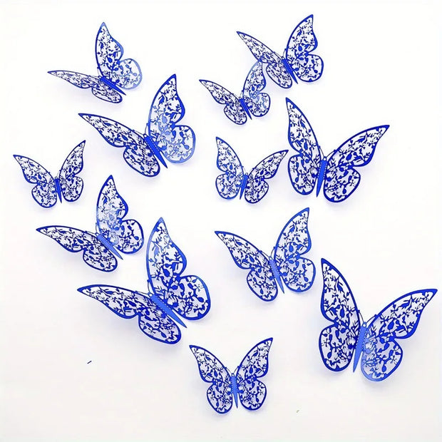 12Pcs Fashion 3D Hollow Butterfly Creative Wall Sticker For DIY Wall Stickers Modern Wall Art Home Decorations DIY Gift