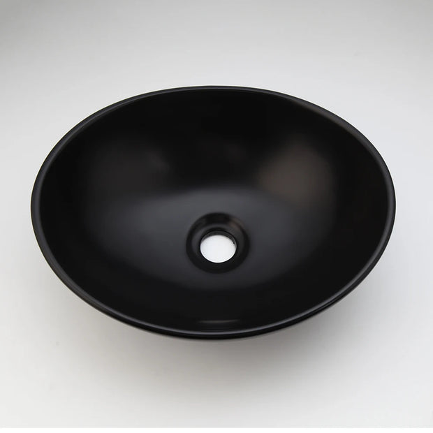 Monite Black Bathroom Ceramic Bowl Oval Washbasin Sink Handpainting Lavatory Bath Basin Combine W/ Brass Black Faucet Mixer Tap