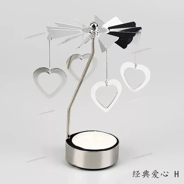 Metal Rotating Spinner Carousel Candle Tea Light Holder Table Rotating Transfer Windmill Decoration Home Elegance Candle Holder