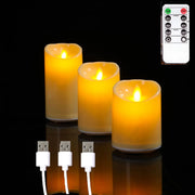 1 or 3 Pieces USB Charge Remote Control LED Decorative Moving Wick Candles,10/12.5/15 cm Rechargeable Dancing Church Candles