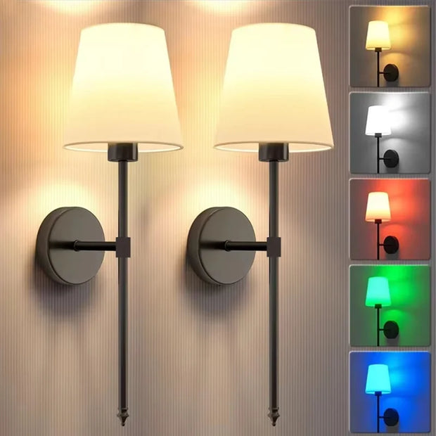 Wireless battery powered wall lamp rechargeable wall lamp dimmable detachable bulb remote control 10 color wireless wall lamp