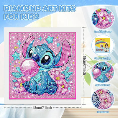 5D Diamond Painting Crystal Full Diamond Kawaii Stitch Round Diamond Sticker DIY Children's Puzzle Craft Card Home Decoration