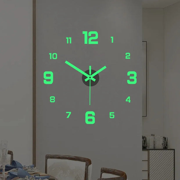 Wall Clock Glow at Night Frameless DIY Stereo Digital Clock for Home Living Room Office Wall Decroation 2024