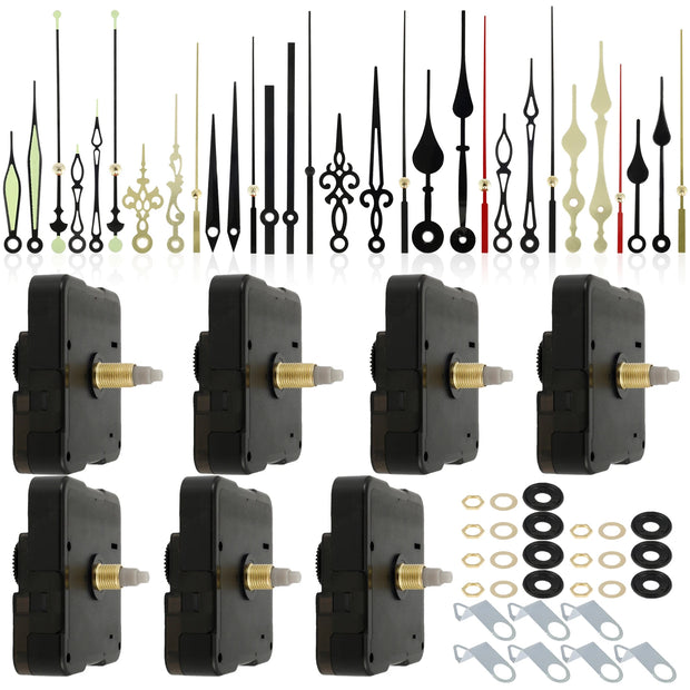 Clock Mechanisms Battery Powered Kit Silent Quartz Clock Movement with 10 Styles Aluminium Clock Hands for DIY Clock and Repair