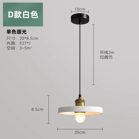 SANDYHA Nordic Industrial Style Pendant Light Modern Simplicity Pedant Lamps Macaron Simple Dining Room Bedroom Bedside Hanging