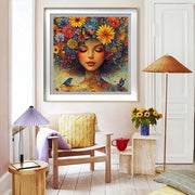 Momoart Diamond Embroidery Woman Portrait Paintings Flower Full Square Diamond Mosaic Art Handmade Gift