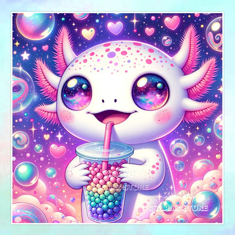 DIY Diamond Painting Cute Axolotl Full Square/Round Diamond Mosaic Cartoon Animal Art Rhinestone Picture 5D Home Decor