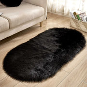 Faux Fur Area Rugs Large Oval Artificial Sheepskin Long Hair Carpets Floor White Wool Fluffy Soft Mats Bedroom for Living Room