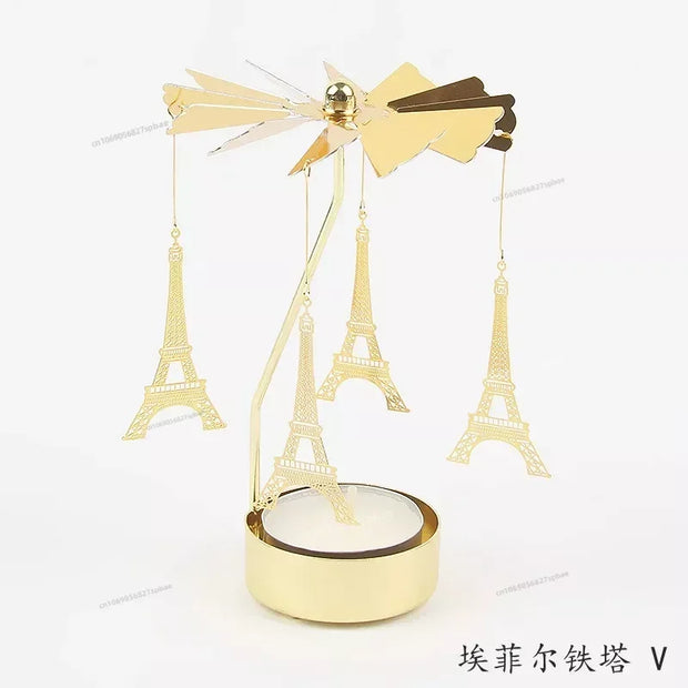 Metal Rotating Spinner Carousel Candle Tea Light Holder Table Rotating Transfer Windmill Decoration Home Elegance Candle Holder