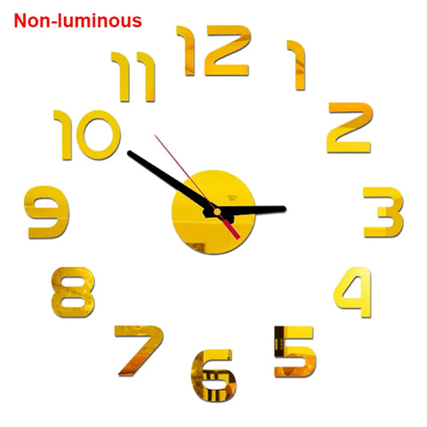 reloj de pared Luminous Wall Clock DIY Quartz Watch Clocks Acrylic Mirror Stickers Horloge Murale Wall Decor Home Decoration HOT