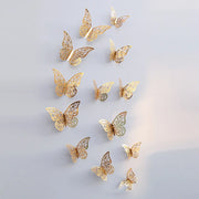 12Pcs Fashion 3D Hollow Butterfly Creative Wall Sticker For DIY Wall Stickers Modern Wall Art Home Decorations DIY Gift