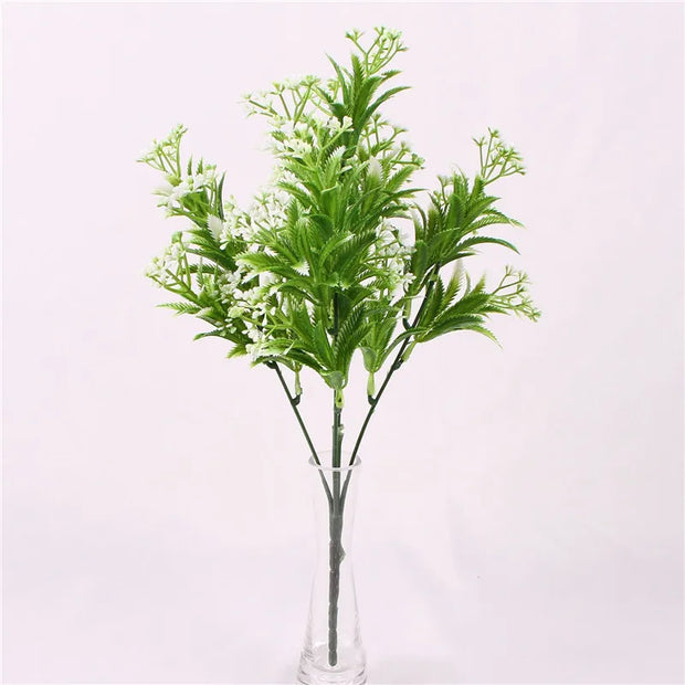 Home Garden Outdoor Wedding Decoration Fake Flower Accessory Plante Artificielle 7 Fork Plastic Fern Grass Green Leaf Fake Plant