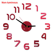 reloj de pared Luminous Wall Clock DIY Quartz Watch Clocks Acrylic Mirror Stickers Horloge Murale Wall Decor Home Decoration HOT