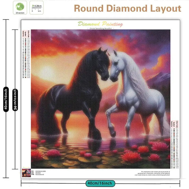 SDOYUNO Full Diamond Painting Animal Horse Diy Drill Mosaic Flower 5d Embroidery Sunset Complete Kit Wall Decoration Gift