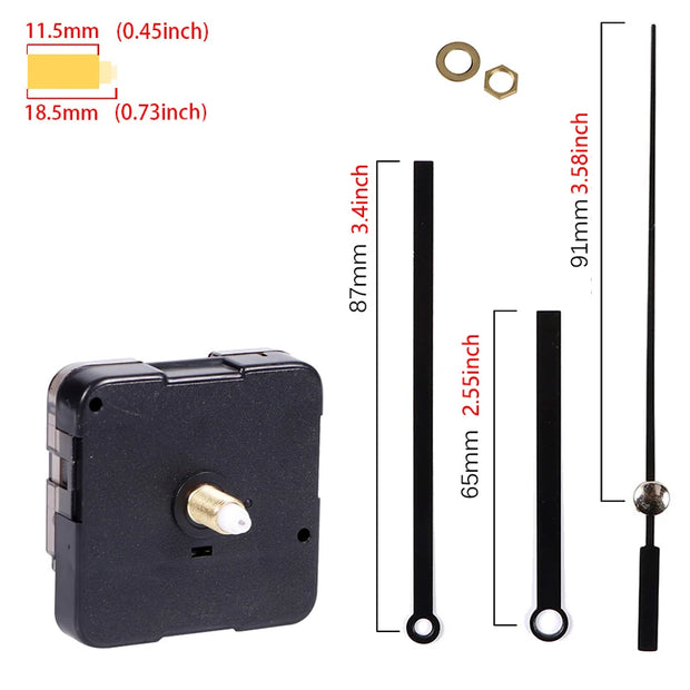 Clock Mechanism Silent Quartz Movement Machine Wall Hands Pointer Set Clockwork Table Long Shaft DIY Watches Repair Parts