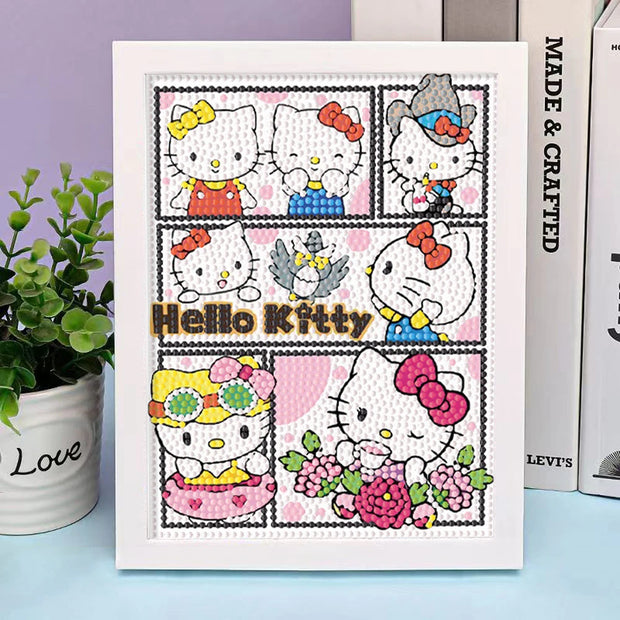 Sanrio Diamond Painting Hello Kitty Cartoon Full Diamond Mosaic 5D DIY Cross Stitch Kits Diamond Art Home Decor with Frame