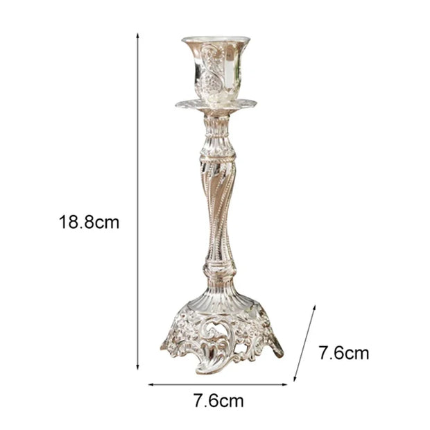 2Pcs Gold Candle Holder Candlesticks Candles Silver Wedding Europe Metal Candle Stand Wedding Table Home Decoration