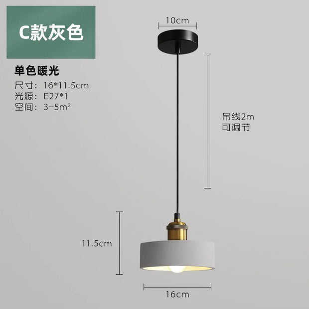 SANDYHA Nordic Industrial Style Pendant Light Modern Simplicity Pedant Lamps Macaron Simple Dining Room Bedroom Bedside Hanging