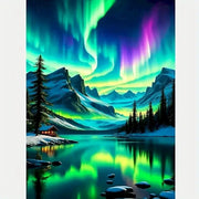 GATYZTORY 5D DIY Diamond Painting Kit, Aurora Northern Lights Landscape Diamond Embroidery Art, Mosaic Canvas for Home Wall Deco