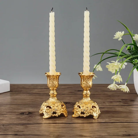 2Pcs Gold Candle Holder Candlesticks Candles Silver Wedding Europe Metal Candle Stand Wedding Table Home Decoration