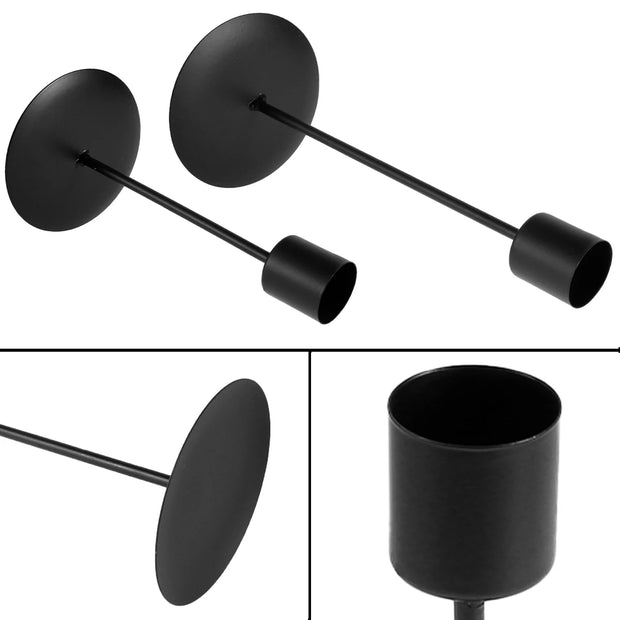 2Pcs Metal Candle Holders Candlestick Holder for Table Black Candle Holder for Home Wedding Dinning Party Anniversary Decor