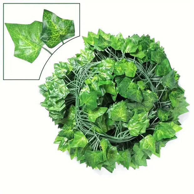 50/2M Artificial Green Ivy Vine Garland Fake Leaf Plants Rattan Hanging Creeper Garlands for Garden Wedding Party Wall Decor