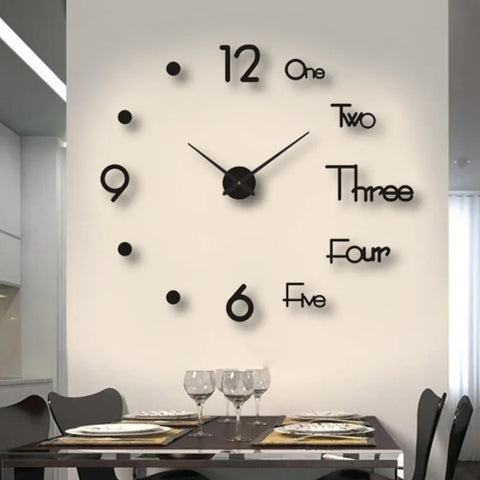 Large 3D Wall Clock DIY Creative Mirror Surface Wall Decorative Sticker Watch 130cm Frameless for Home School Office Living Room