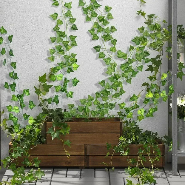 100/2M Artificial Green Ivy Vine Garland Fake Leaf Plants Rattan Hanging Creeper Garlands for Garden Wedding Party Wall Decors