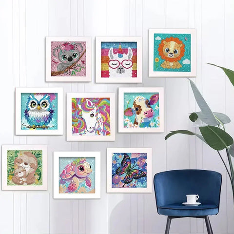 New DIY Children's Number Diamond Painting Cartoon Animal  Art Diamond Embroidery Rhinestone Stickers Set