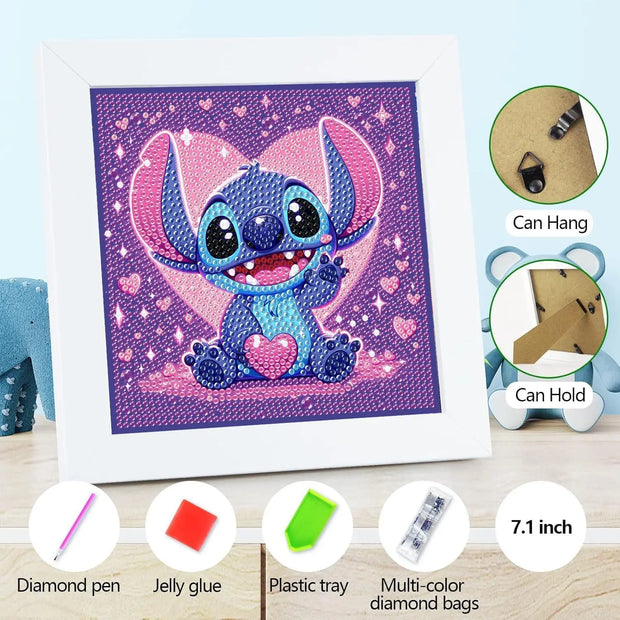 Disney Stitch Bright Diamond Crystal Frame Diamond Decorative Painting 5d DIY Children's Handmade Girl Sticker Painting