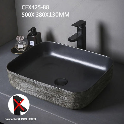 Ceramic Table Sink Above Counter Wash Basin Bathroom Lavatory Vanity Sink Art Basin Rectangular Balcony Countertop Vessel Sink