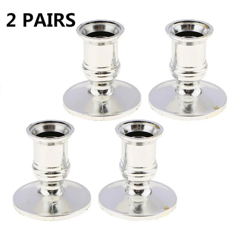 4pcs Taper Candle Holders Plastic Pillar Candle Base Traditional Shape Fits Standard Candlestick Silver Home Decoration