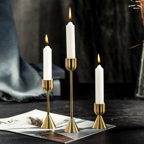 European Gold Candle Holder Metal Candlestick for Wedding Room Table Candle Stand Christmas New Year Bar Party Decoration