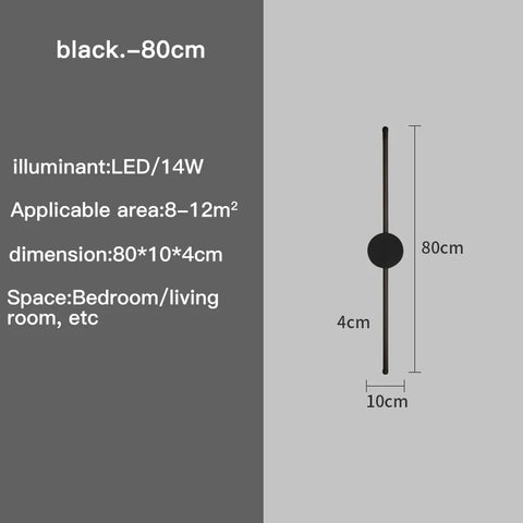 Wall Light Modern Long LED Light Black I-Shaped Wall Lamp Bedroom Living Room Corridor Interior Lighting Home Decor Lighting