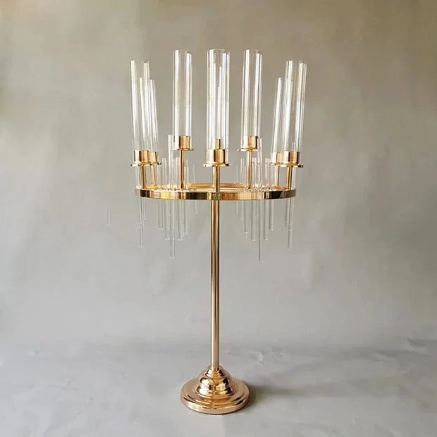 Metal Candlestick for Party Decoration, Candle Holders, Wedding Table Centerpieces, Flower Vases, Road Lead, 9 Heads