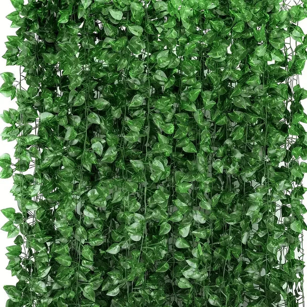 50/2M Artificial Green Ivy Vine Garland Fake Leaf Plants Rattan Hanging Creeper Garlands for Garden Wedding Party Wall Decor