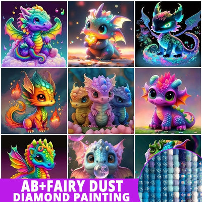 Baby Dragon Fairy Dust AB Full Drill Dinosaur Diamond Painting 5D Embroidery Cartoon Animal Mosaic New Arrival DIY Handmade Gift