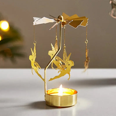 Metal Rotating Spinner Carousel Candle Tea Light Holder Table Rotating Transfer Windmill Decoration Home Elegance Candle Holder