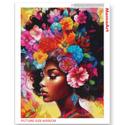 MomoArt New Arrival Diamond Mosaic Black Woman Embroidery Portrait Cross Stitch Craft kit Painting Daisy Flower Wall Art